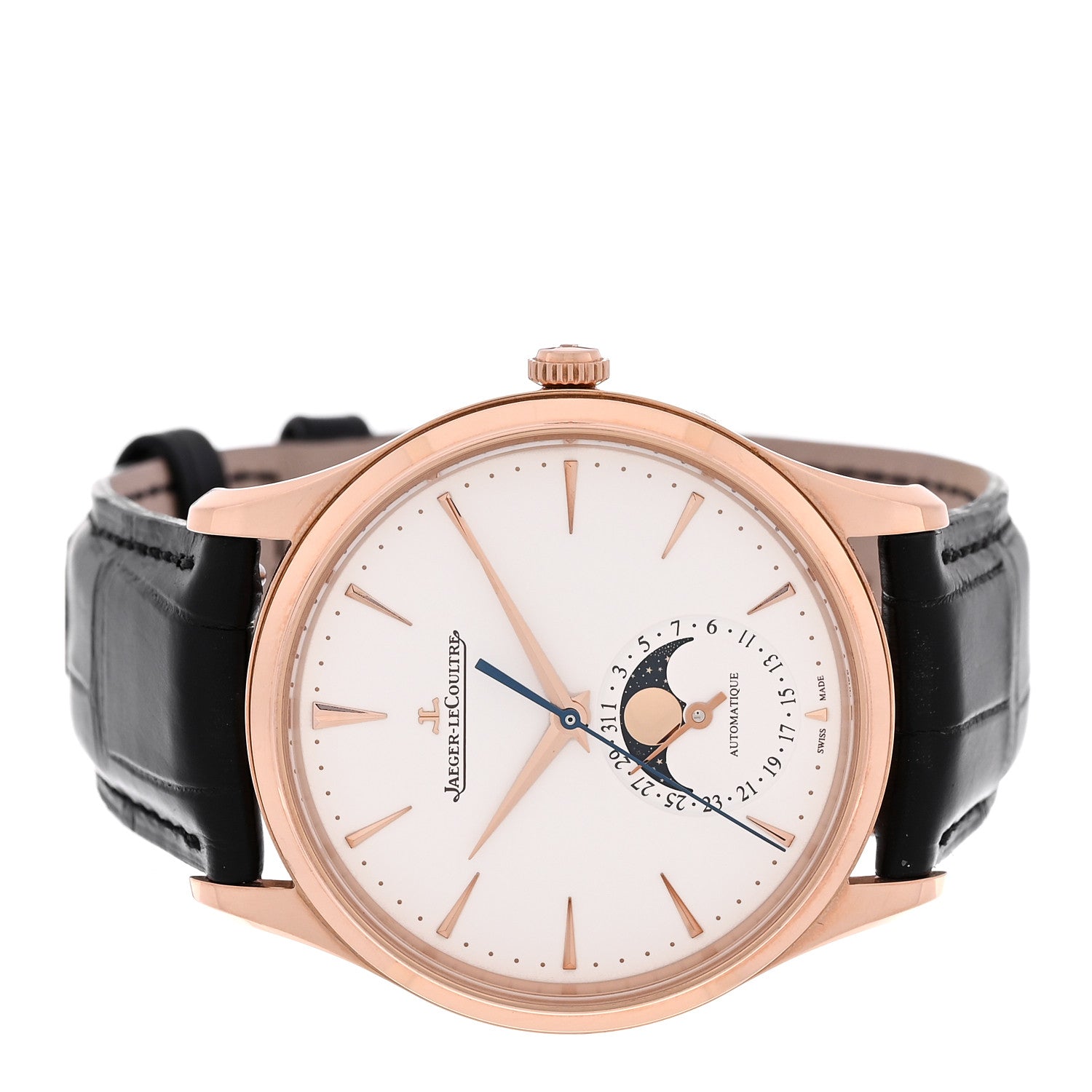 Jaeger-LeCoultre 18K Rose Gold Alligator 39mm Master Ultra Thin Moon Automatic Watch Q1362511 2 of 5