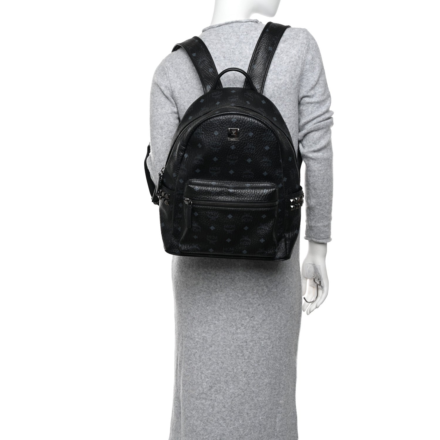 MCM Visetos Medium Side Studs Stark Backpack Black 3 of 11