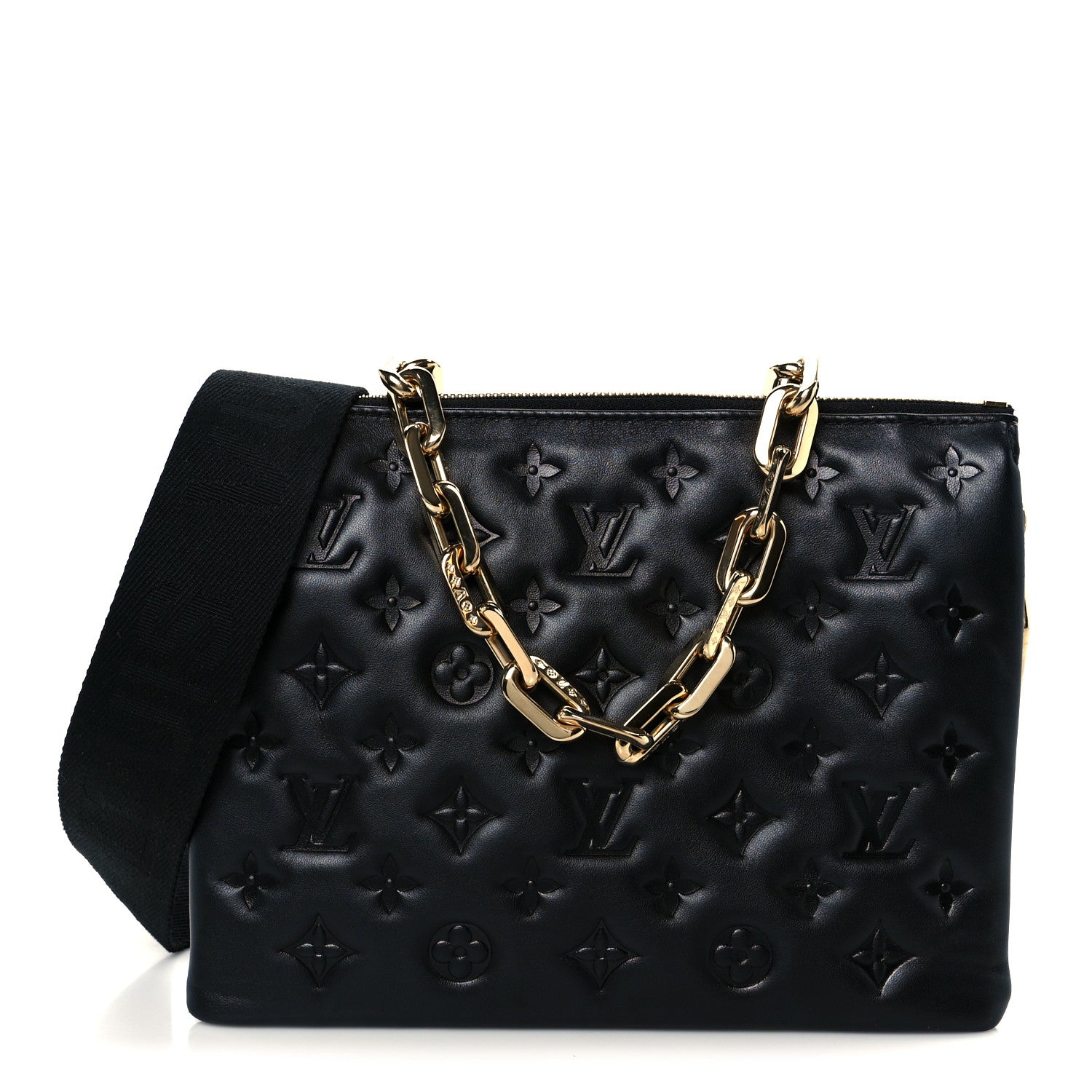 Louis Vuitton Lambskin Embossed Monogram Coussin PM Black 1 of 13
