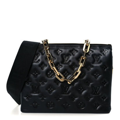 Louis Vuitton Lambskin Embossed Monogram Coussin PM Black 1 of 13