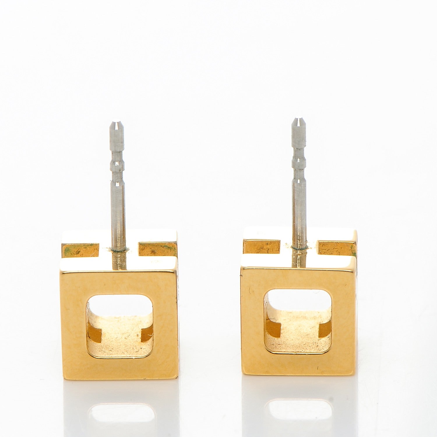 Hermes Gold Lacquered Cage d'H Earrings Orange 3 of 5