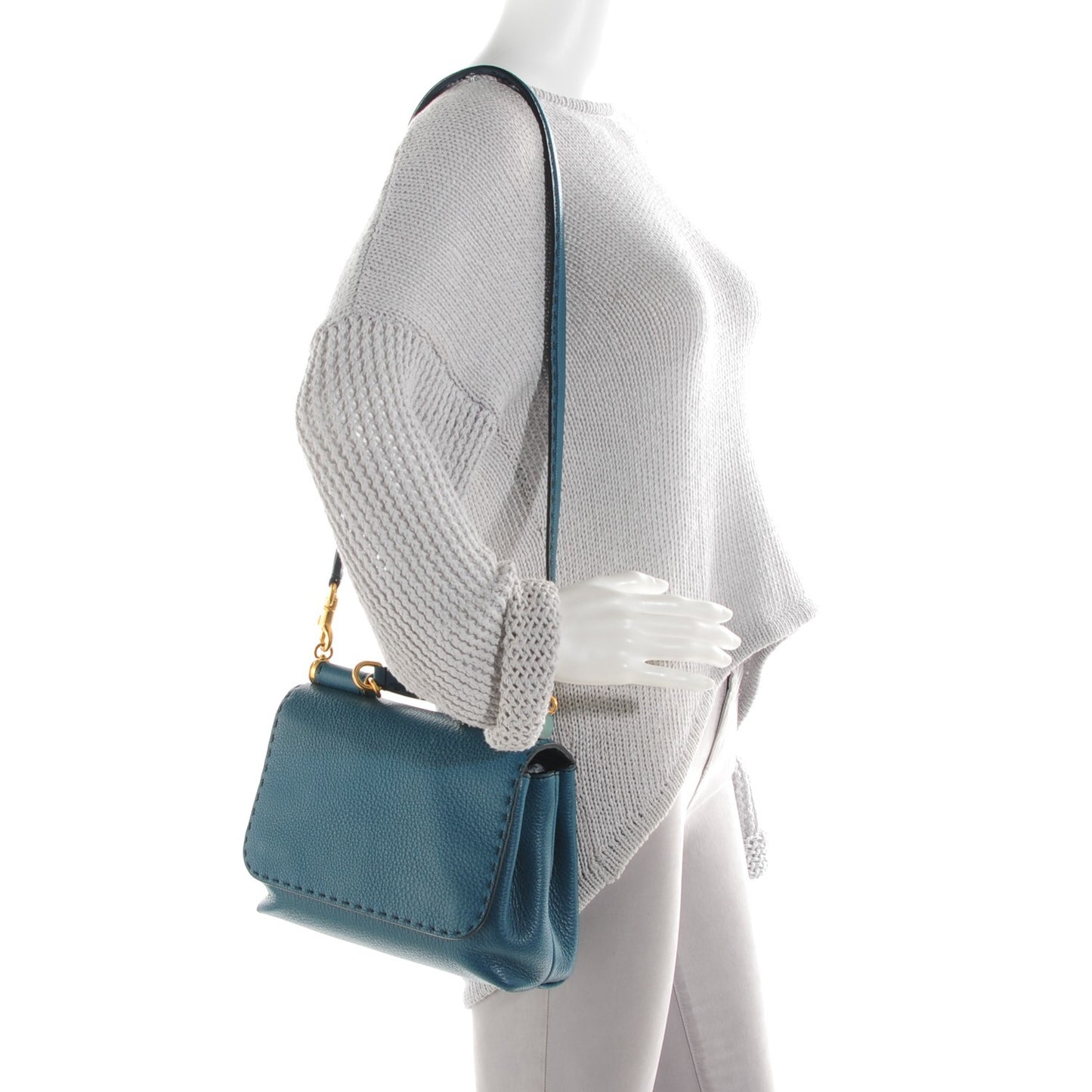 Calfskin Medium Soft Miss Sicily Satchel Blu Mare