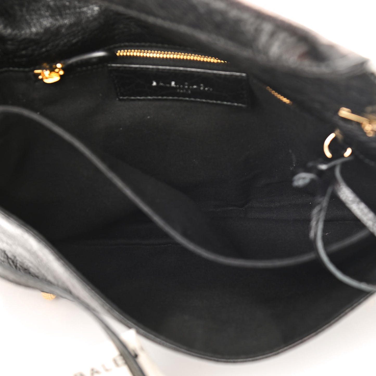Agneau Giant 12 Gold Hardware Envelope Strap Clutch Black