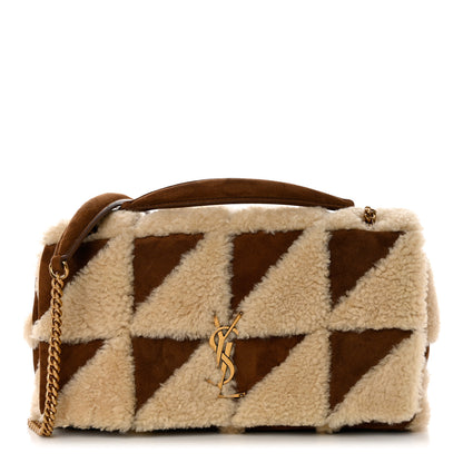 Saint Laurent Suede Shearling Patchwork Monogram Medium Jamie Brown Beige 1 of 10