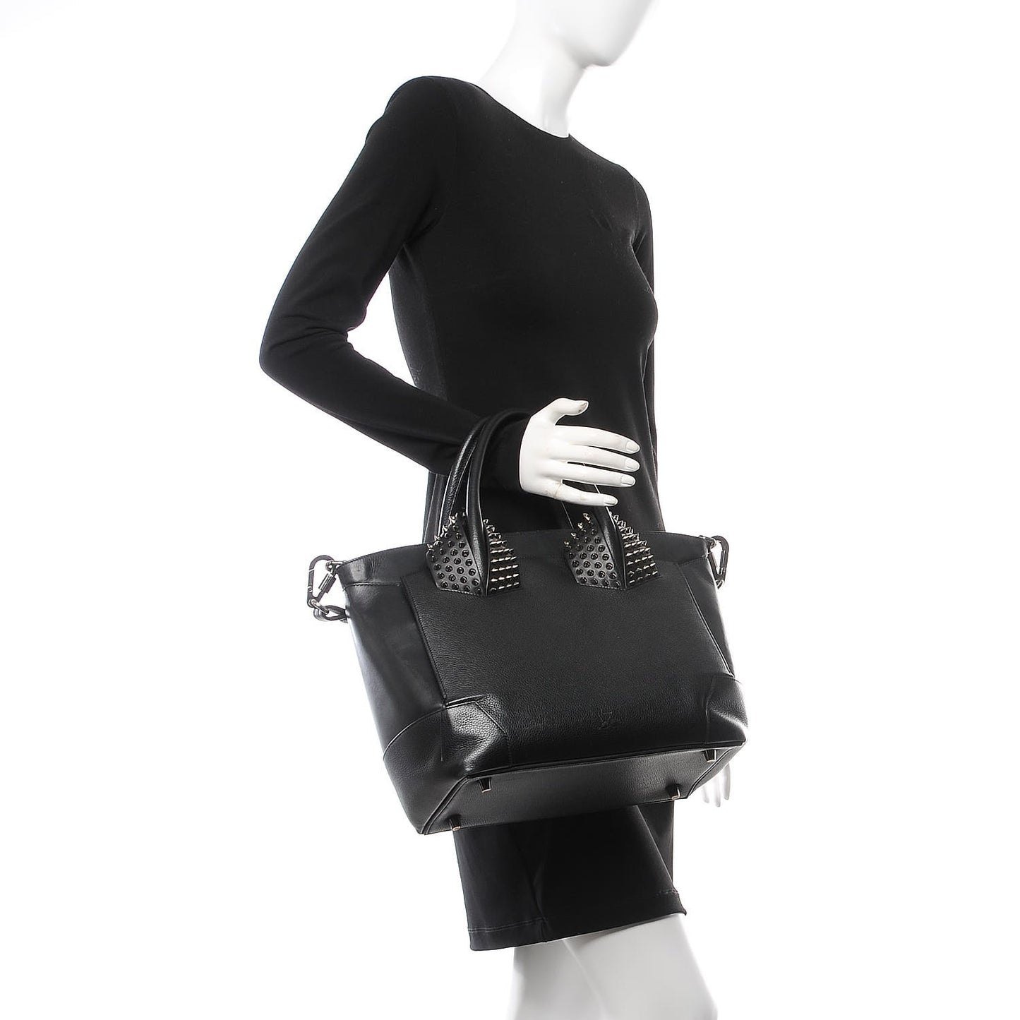 Grained Calfskin Studded Large Eloise Satchel Black