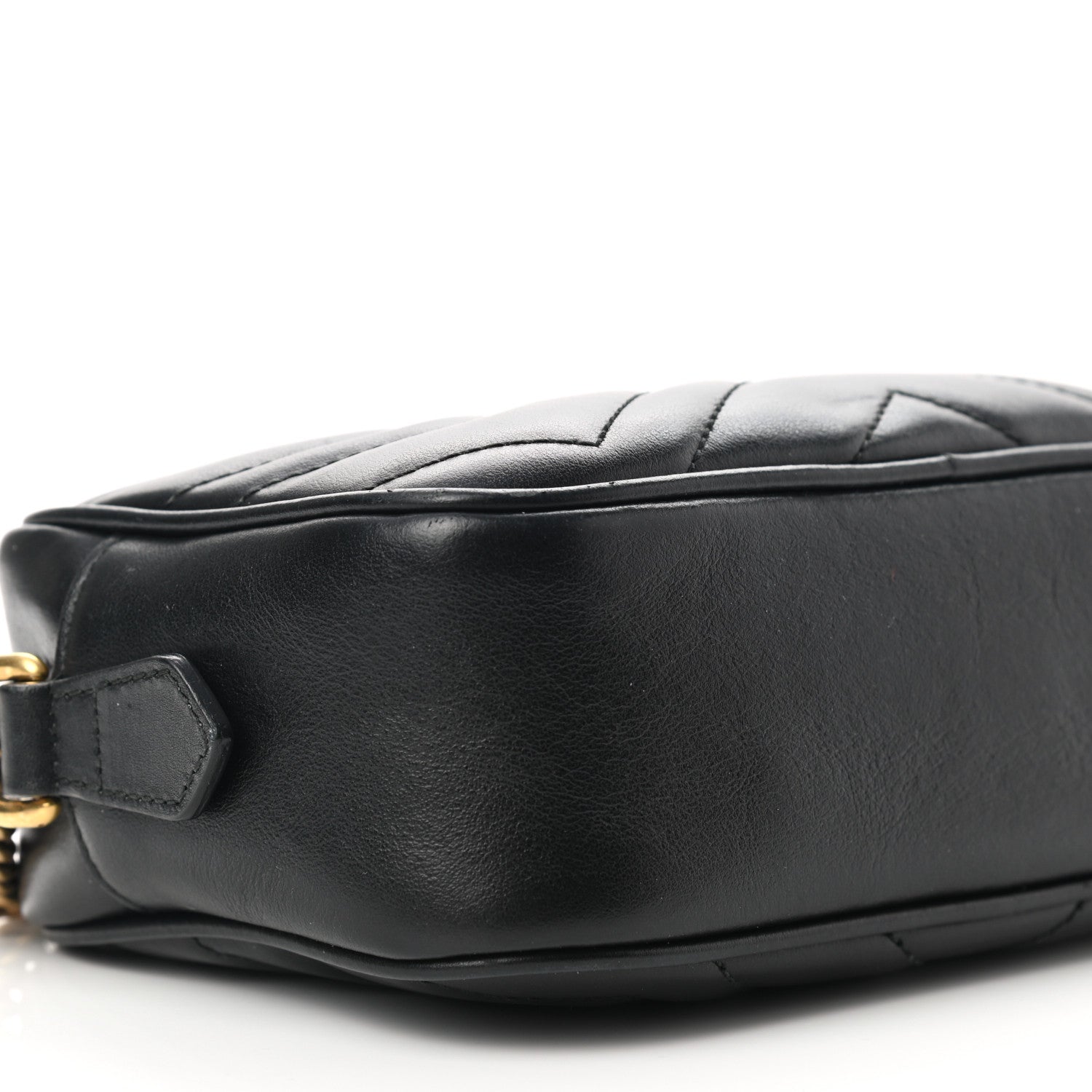 Gucci Calfskin Matelasse Mini GG Marmont Chain Shoulder Bag Black 9 of 10