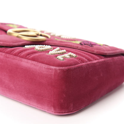 Gucci Velvet Matelasse Blind for Love Embroidered Medium GG Marmont Shoulder Bag Light Raspberry Rose Multicolor 7 of 10