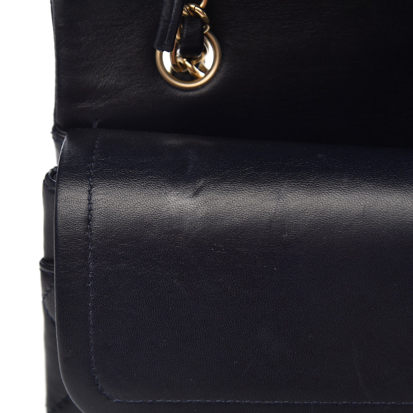 Lambskin Quilted Medium Double Flap Navy