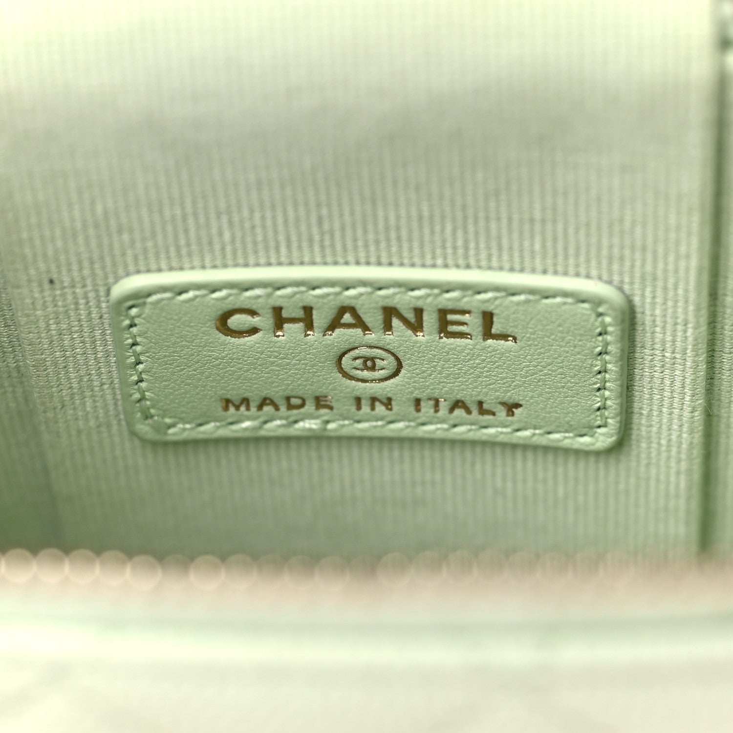 Chanel Caviar Quilted Phone Holder With Chain Light Green 6 of 9