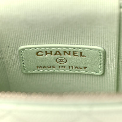 Chanel Caviar Quilted Phone Holder With Chain Light Green 6 of 9