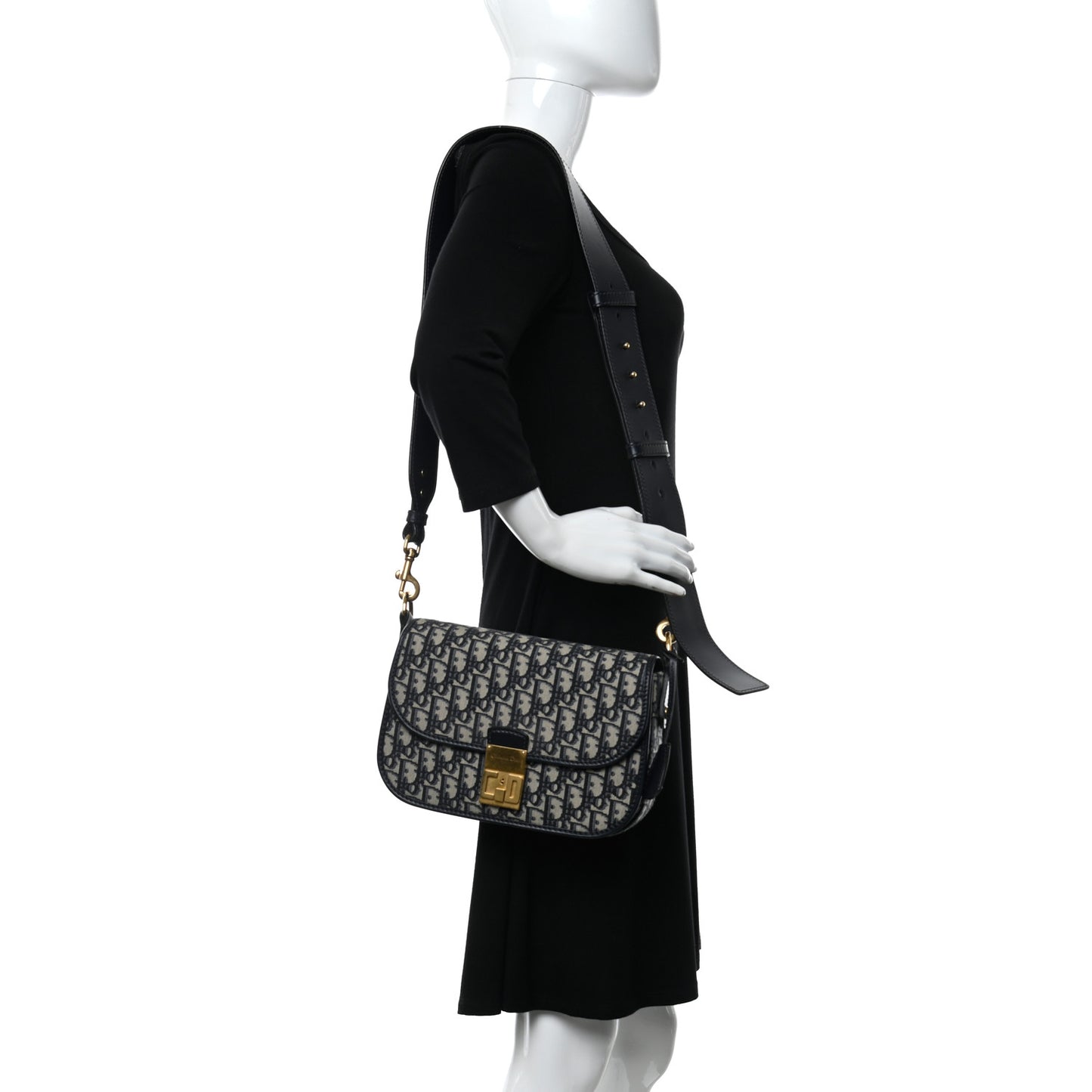 Oblique Flap Bag Navy Blue