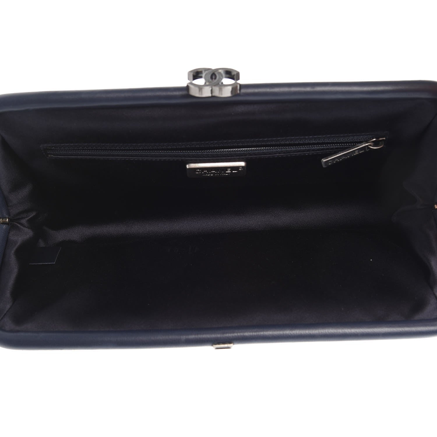 Chanel Lambskin Stitched Timeless Clutch Navy 5 of 7