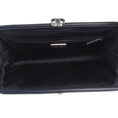 Chanel Lambskin Stitched Timeless Clutch Navy 5 of 7