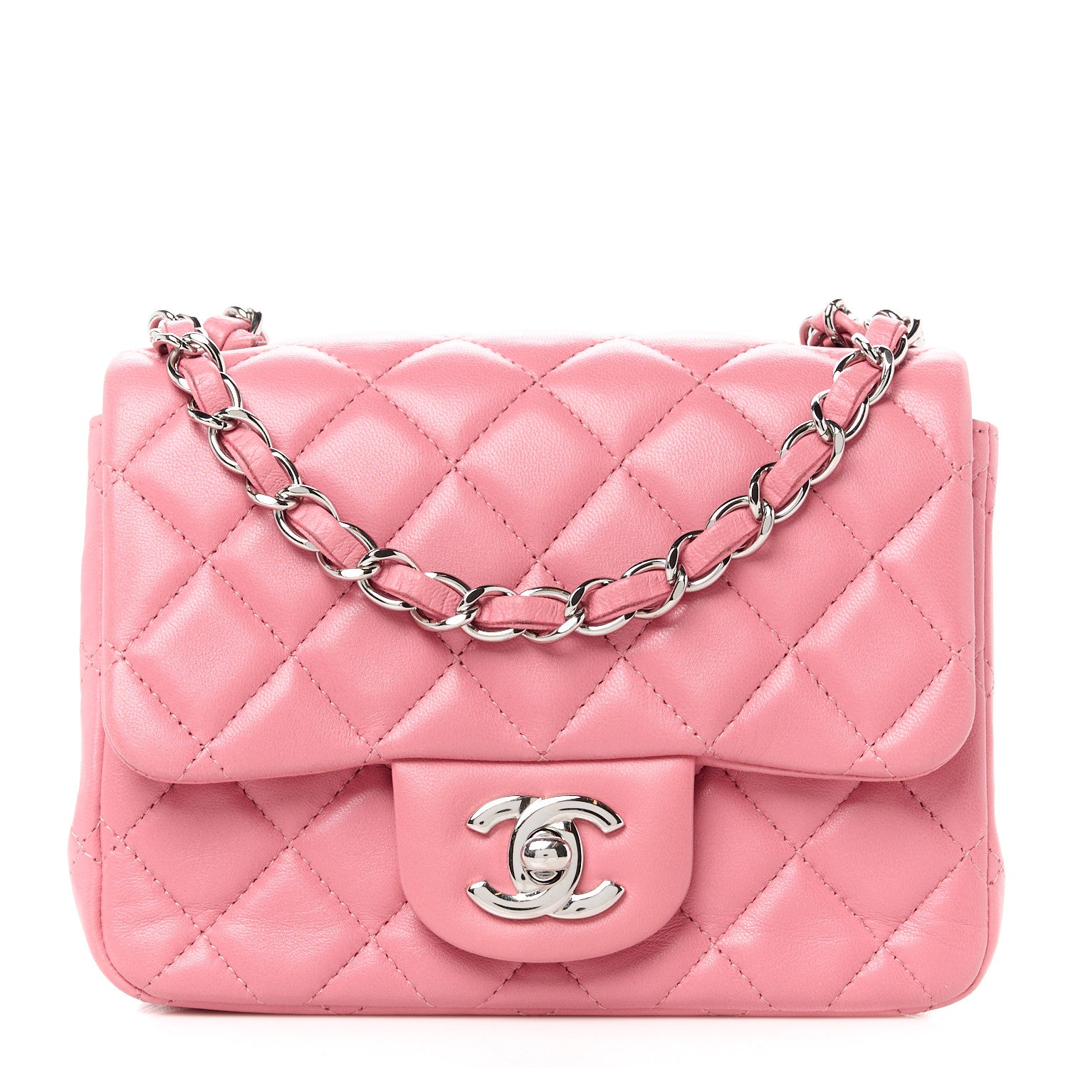Chanel Lambskin Quilted Mini Square Flap Pink 1 of 11