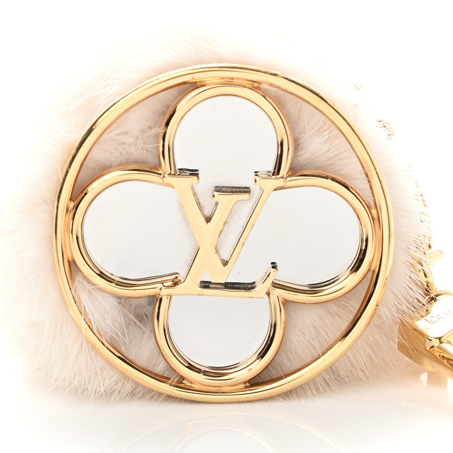 Fur Flower FInesse Bag Charm Key Holder White