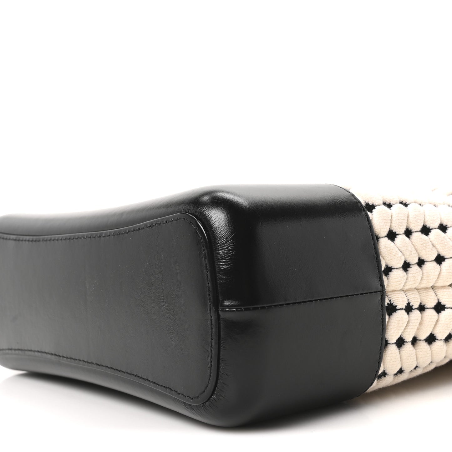 Wool Calfskin Medium Gabrielle Hobo Black White