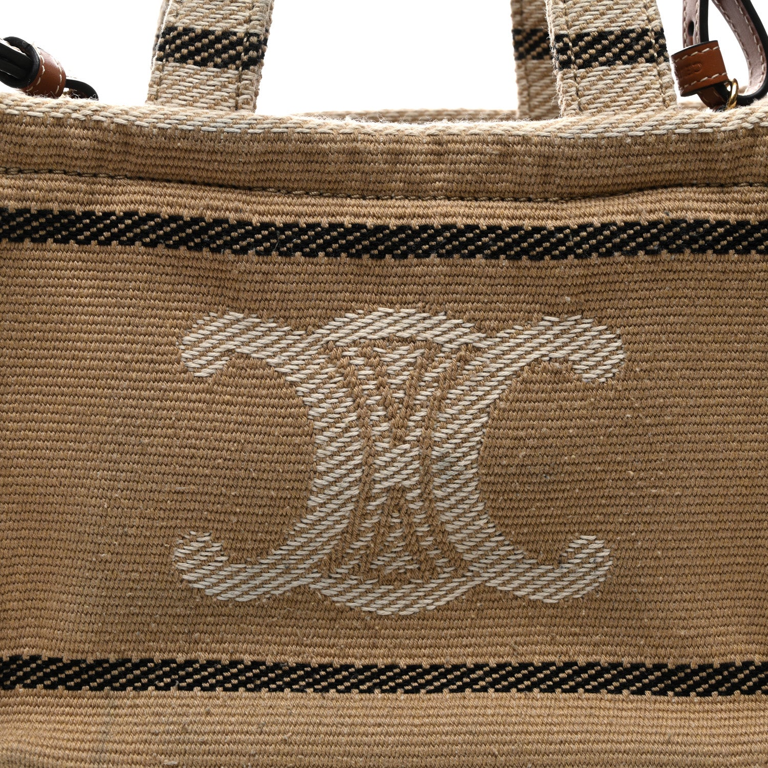 Celine Stripe Triomphe Small Cabas Beige Black 7 of 11