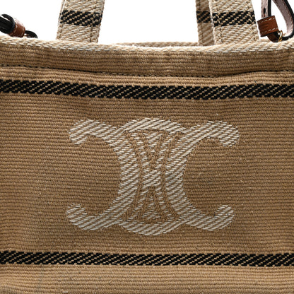 Celine Stripe Triomphe Small Cabas Beige Black 7 of 11