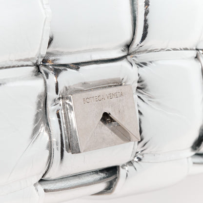 Bottega Veneta Metallic Lambskin Padded Cassette Crossbody Bag Silver 9 of 13