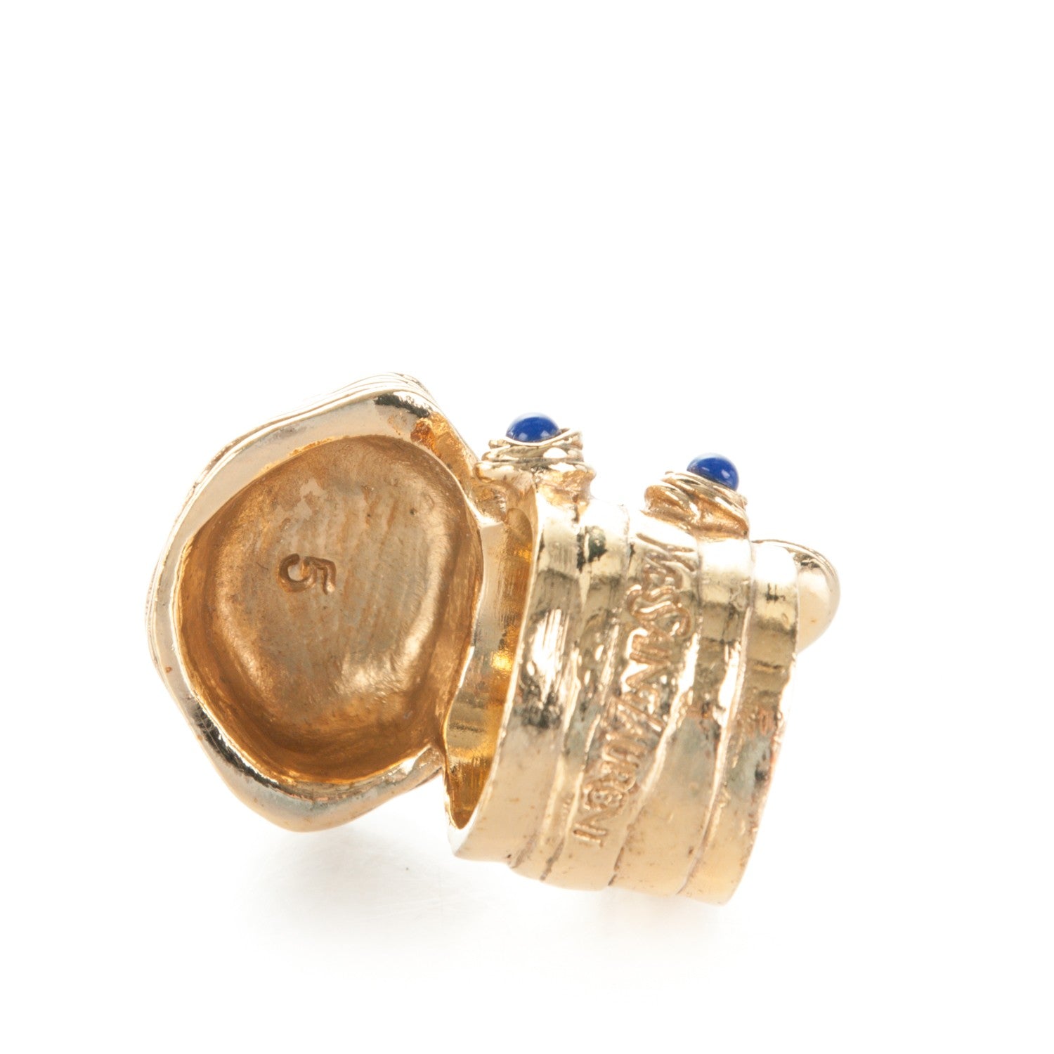 Saint Laurent Enamel Arty Ring 5 Gold Lapis 3 of 3