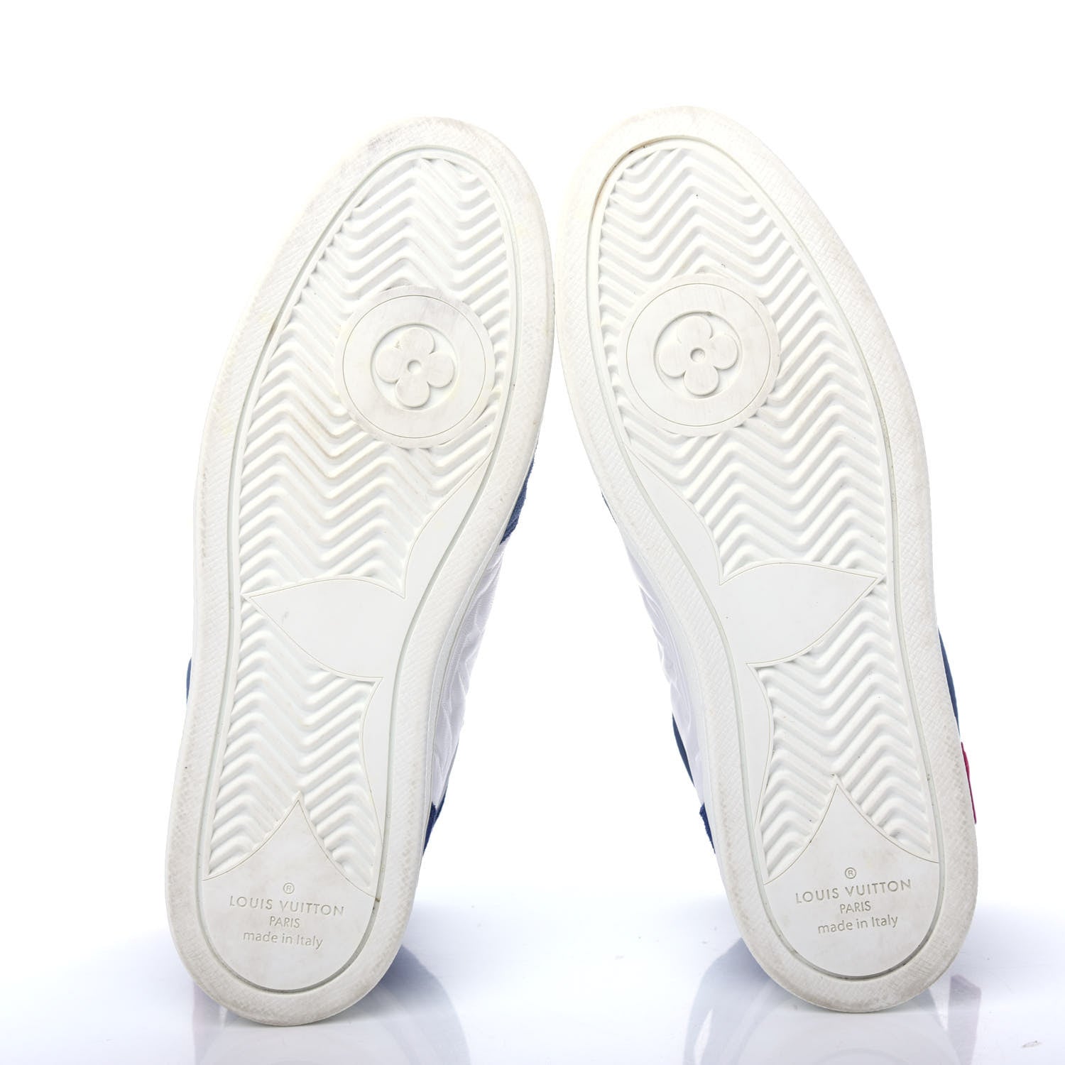 Louis Vuitton Sheepskin Embossed Suede Calfskin Boombox High-Top Sneakers 37.5 White Denim Blue 6 of 10