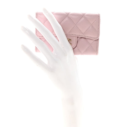 Chanel Caviar Quilted Flap Card Holder Wallet Light Pink 2 of 9