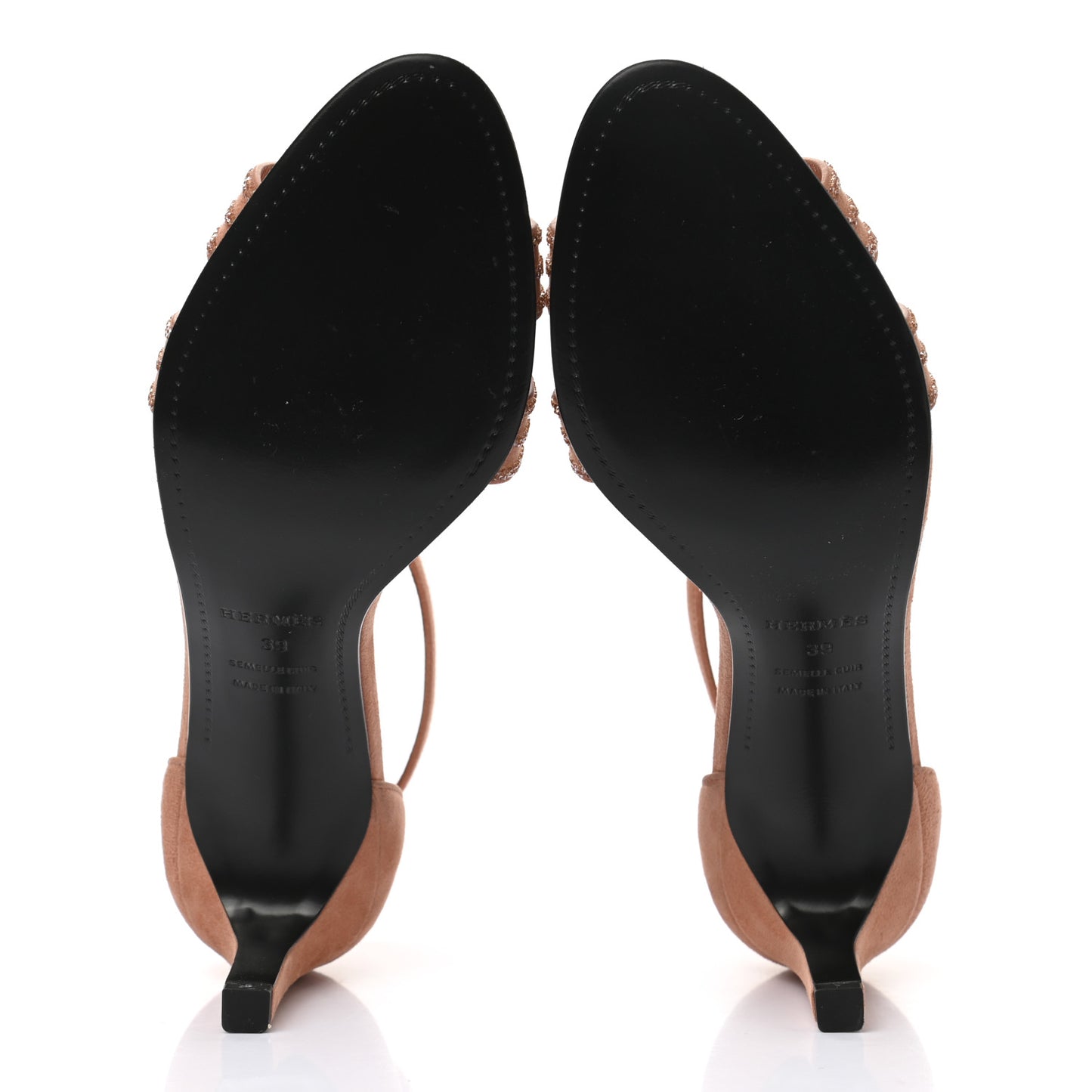 Suede Goatskin Crystal Premiere 70 Sandals 39 Rose Aube Nude