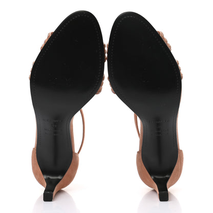 Hermes Suede Goatskin Crystal Premiere 70 Sandals 39 Rose Aube Nude 5 of 9