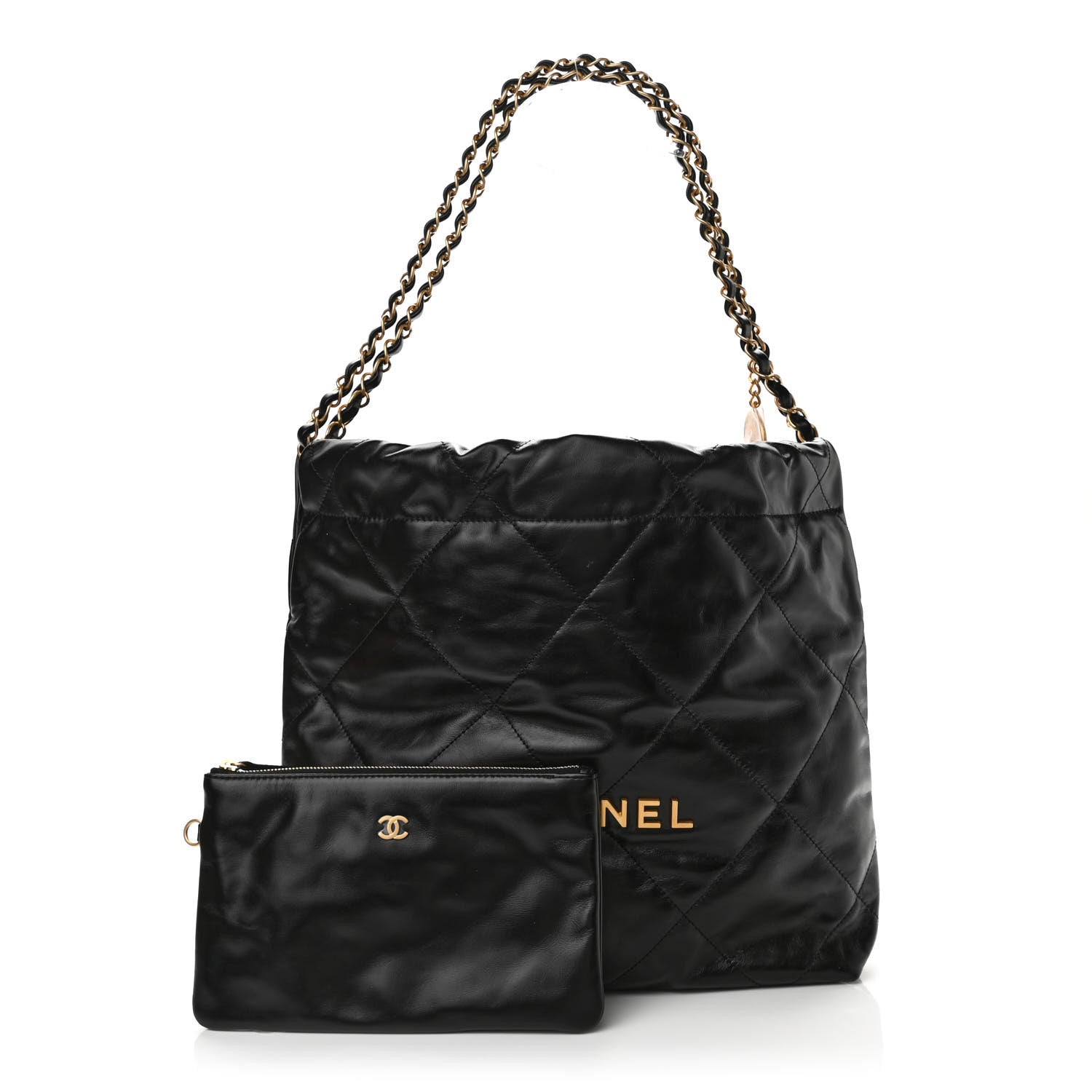 Chanel Shiny Calfskin Quilted Small Chanel 22 Black 1 of 11