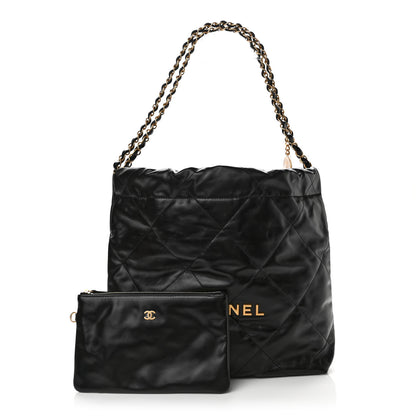 Chanel Shiny Calfskin Quilted Small Chanel 22 Black 1 of 11
