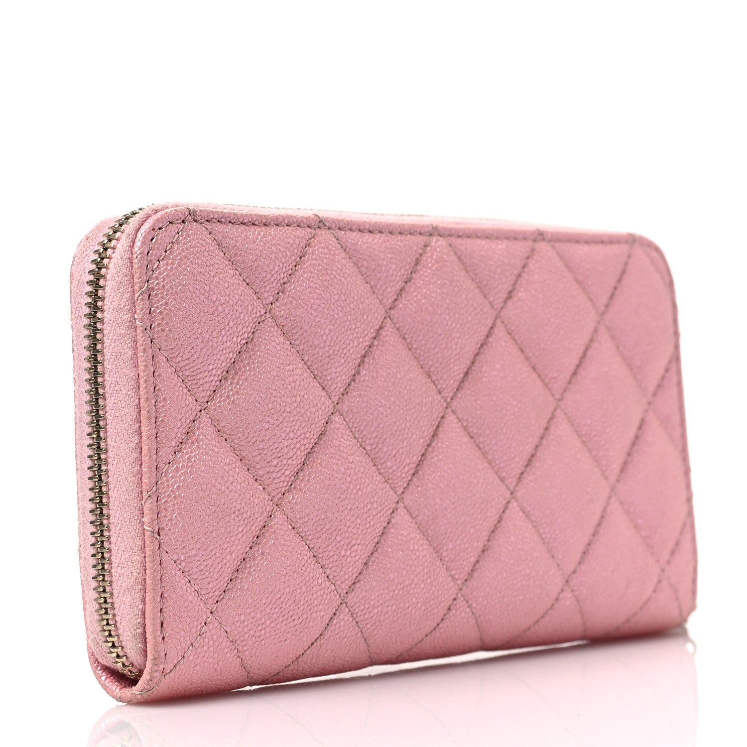 Chanel Iridescent Caviar Quilted Medium Zip Around Wallet Pink 3 of 9