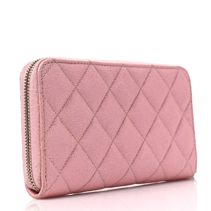 Chanel Iridescent Caviar Quilted Medium Zip Around Wallet Pink 3 of 9