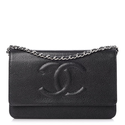 Chanel Caviar Timeless CC Wallet On Chain WOC Black 1 of 9