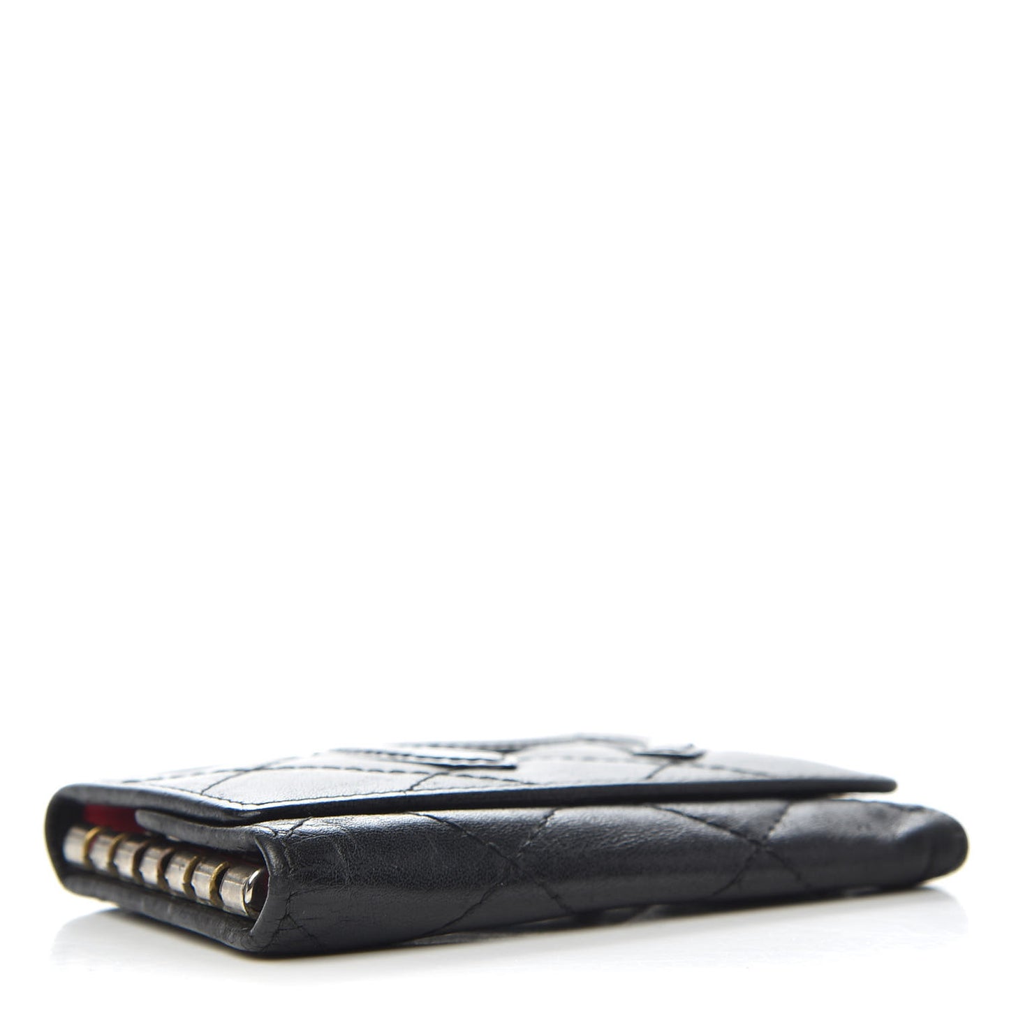 Calfskin Quilted Cambon 6 Key Holder Black