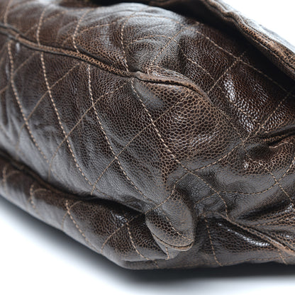 Chanel Crumpled Grained Calfskin Quilted Maxi Shiva Flap Brown 6 of 8