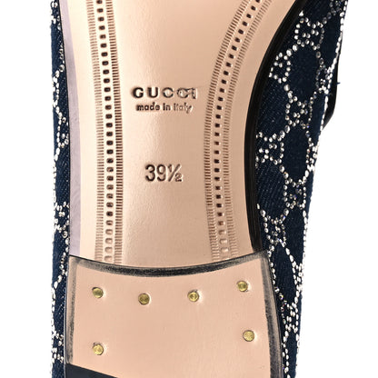 Gucci Denim Crystal GG Monogram Horsebit Womens Jordaan Loafers 39.5 Deep Blue Blue Milad 8 of 12