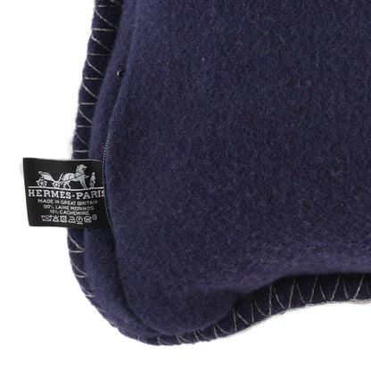 Hermes Wool Cashmere Casaque H Pillow Marine Acier 3 of 3