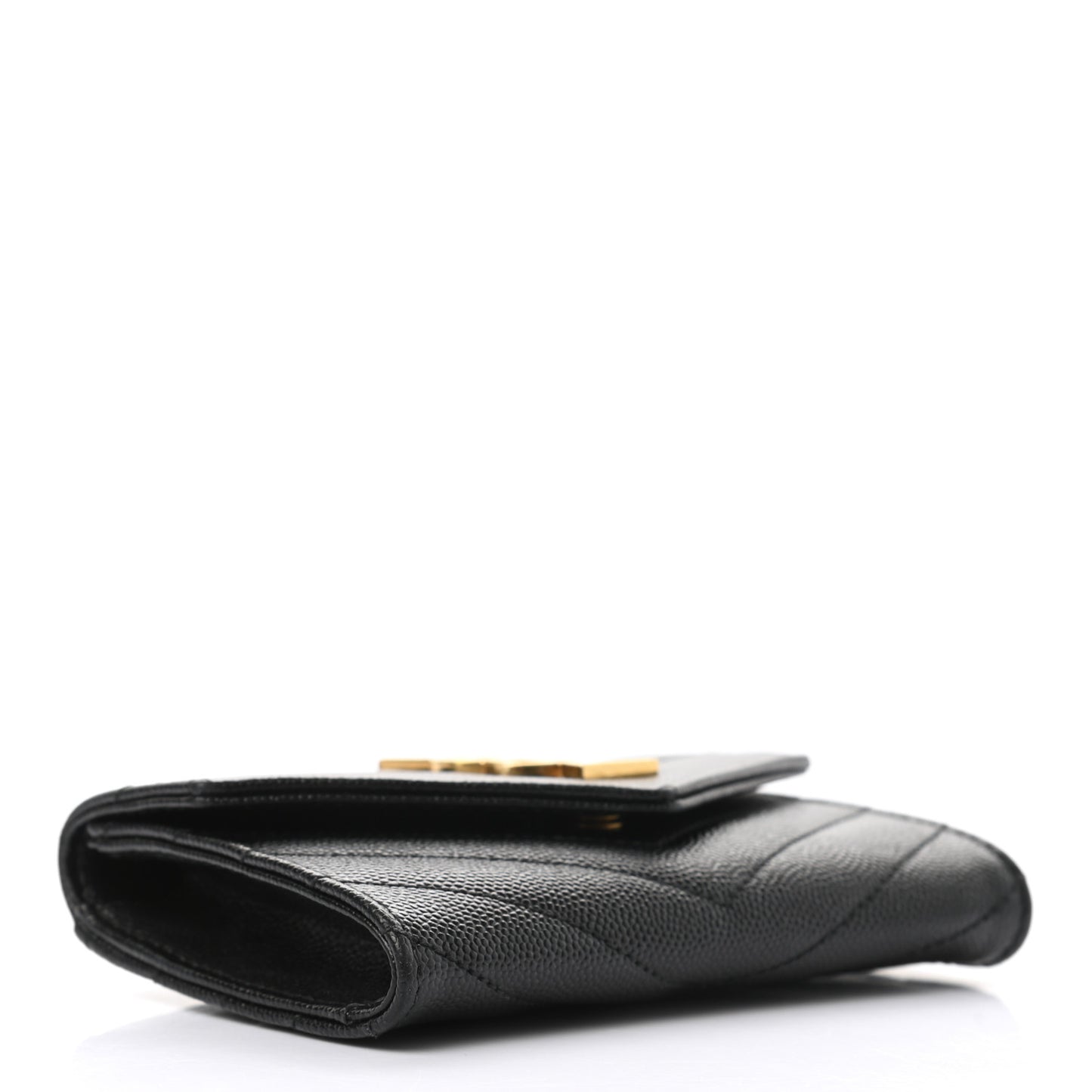 Grain De Poudre Matelasse Chevron Small Monogram Envelope Wallet Black