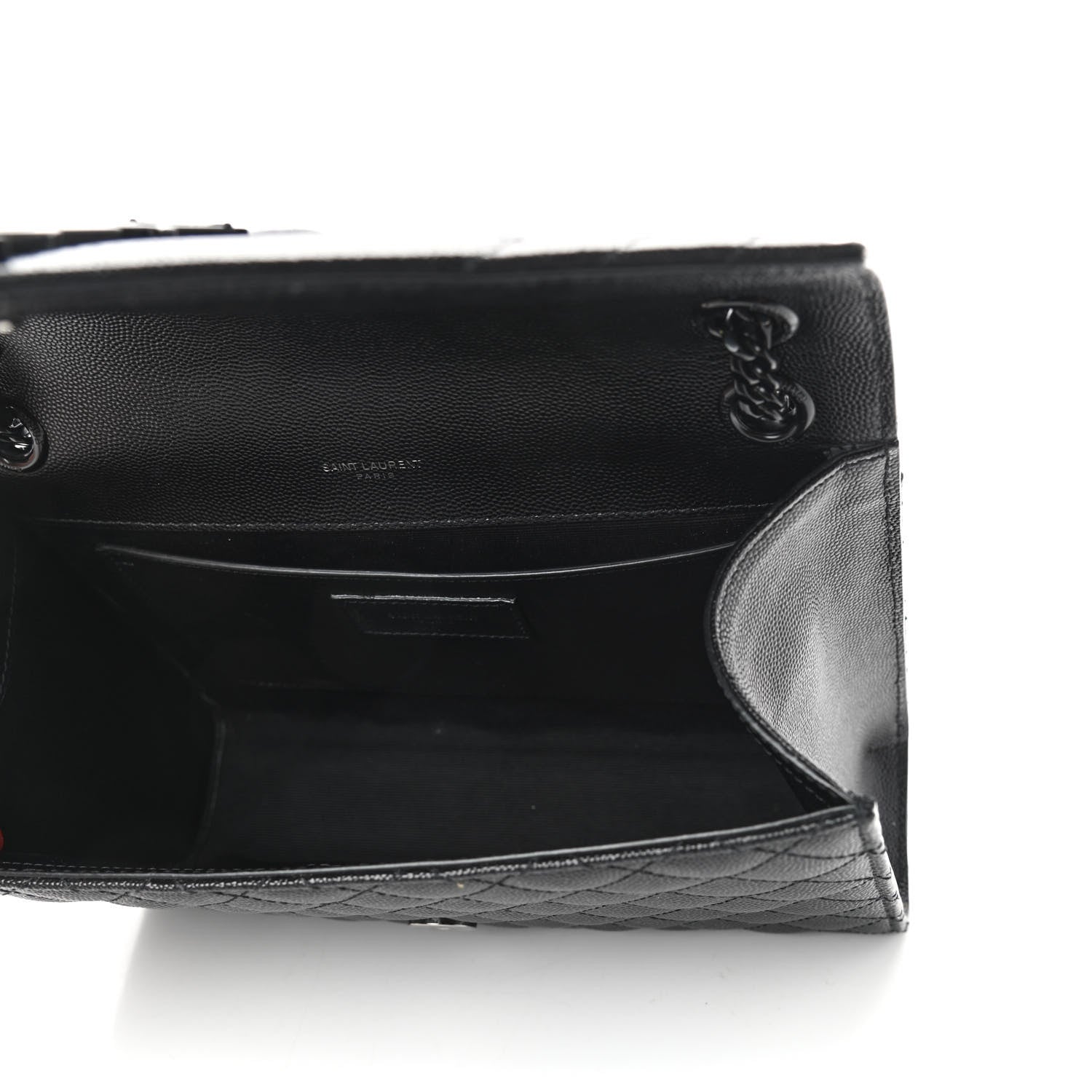 Saint Laurent Grain De Poudre Textured Mixed Matelasse Triquilt Medium Monogram Satchel Black 5 of 9