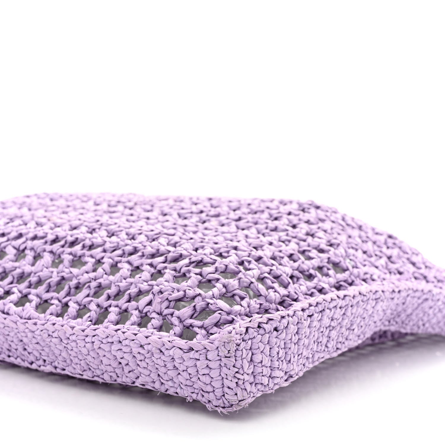 Prada Yarn Raffia Effect Crochet Logo Embroidered Tote Bag Lilium 9 of 10