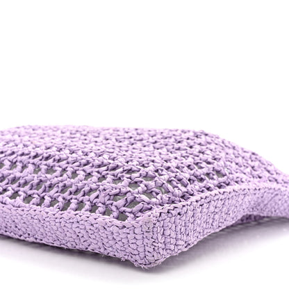 Prada Yarn Raffia Effect Crochet Logo Embroidered Tote Bag Lilium 9 of 10