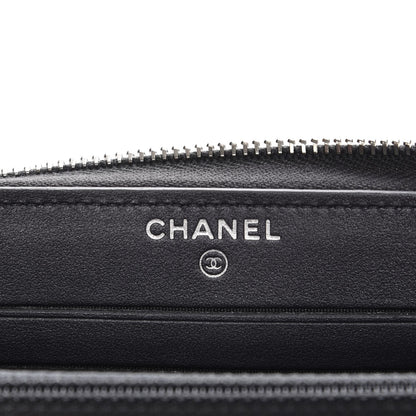 Chanel Metallic Caviar Quilted Medium Maxi CC Zip Around Wallet Black 6 of 9