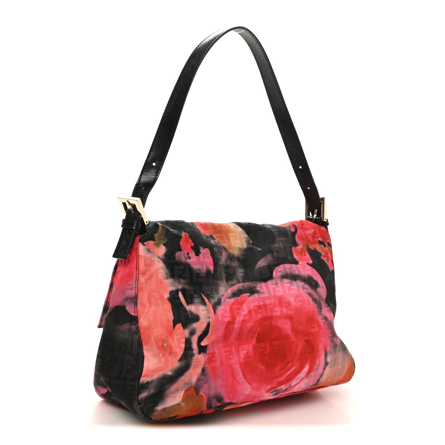 Fendi Zucchino Vitello Floral Forever Mama Baguette Black Multicolor 2 of 8