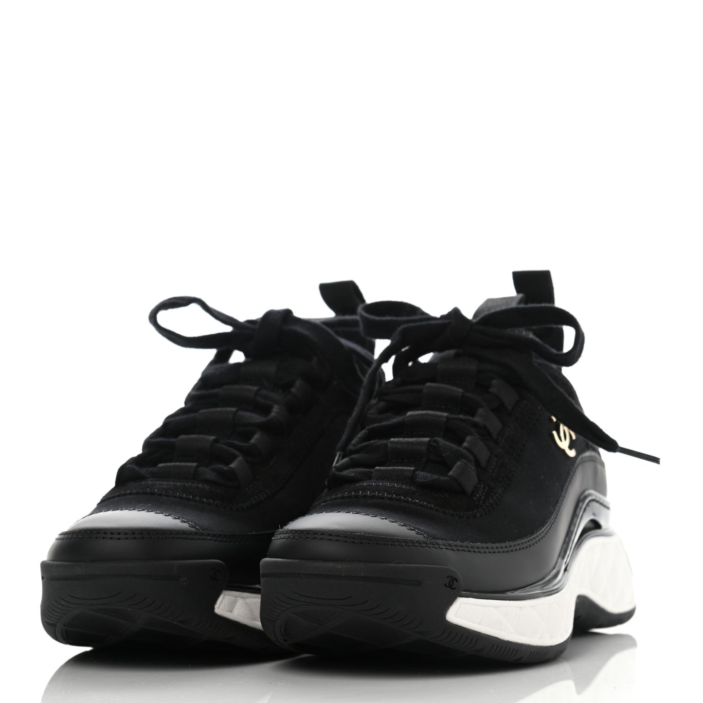 Velvet Calfskin Mixed Fibers CC Sneakers 35 Black