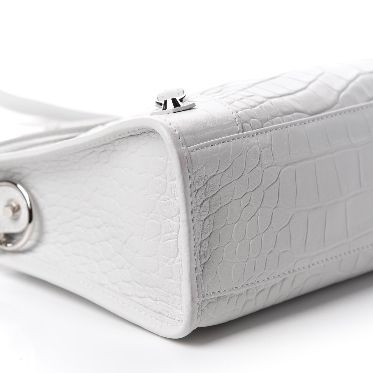 Balenciaga Matte Supple Lambskin Crocodile Embossed Classic Silver Hardware S City White 6 of 11