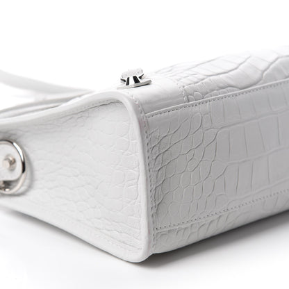 Balenciaga Matte Supple Lambskin Crocodile Embossed Classic Silver Hardware S City White 6 of 11