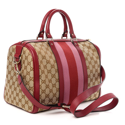 Gucci Monogram Vintage Web Medium Boston Red 3 of 10