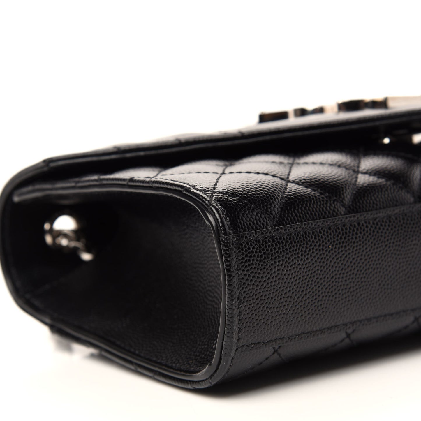 Grain De Poudre Textured Mixed Matelasse Triquilt Small Monogram Satchel Black