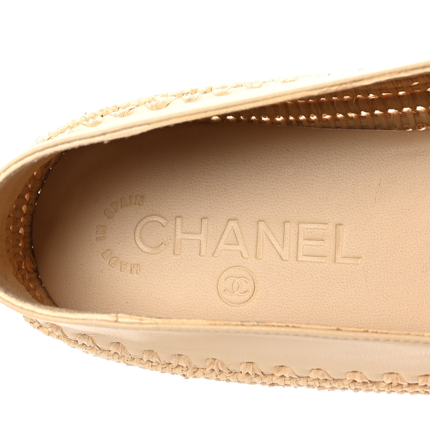 Lambskin Grosgrain CC Espadrilles 39 Beige Black