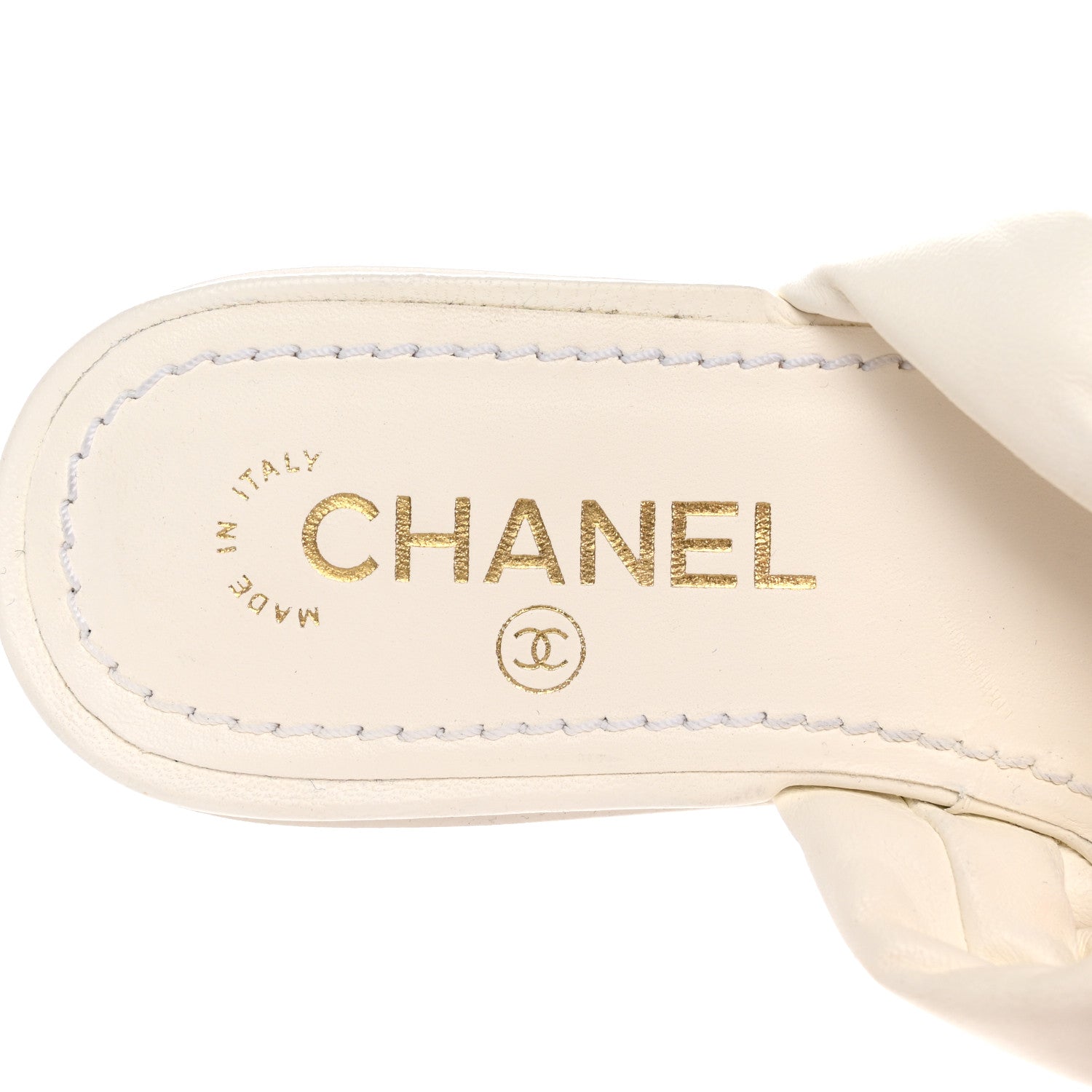 Chanel Lambskin Chain CC Thong Sandals 35 White 7 of 12